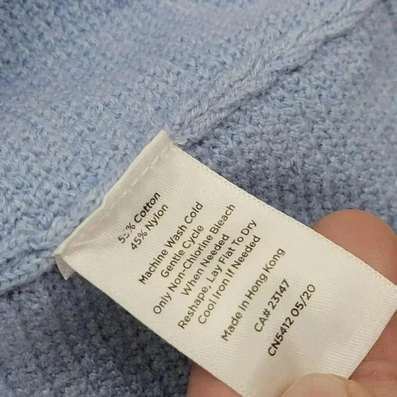 Talbots Light Blue Open Cardigan Sweater Coat M Cotton/Nylon Blend  5CT - Picture 5 of 8